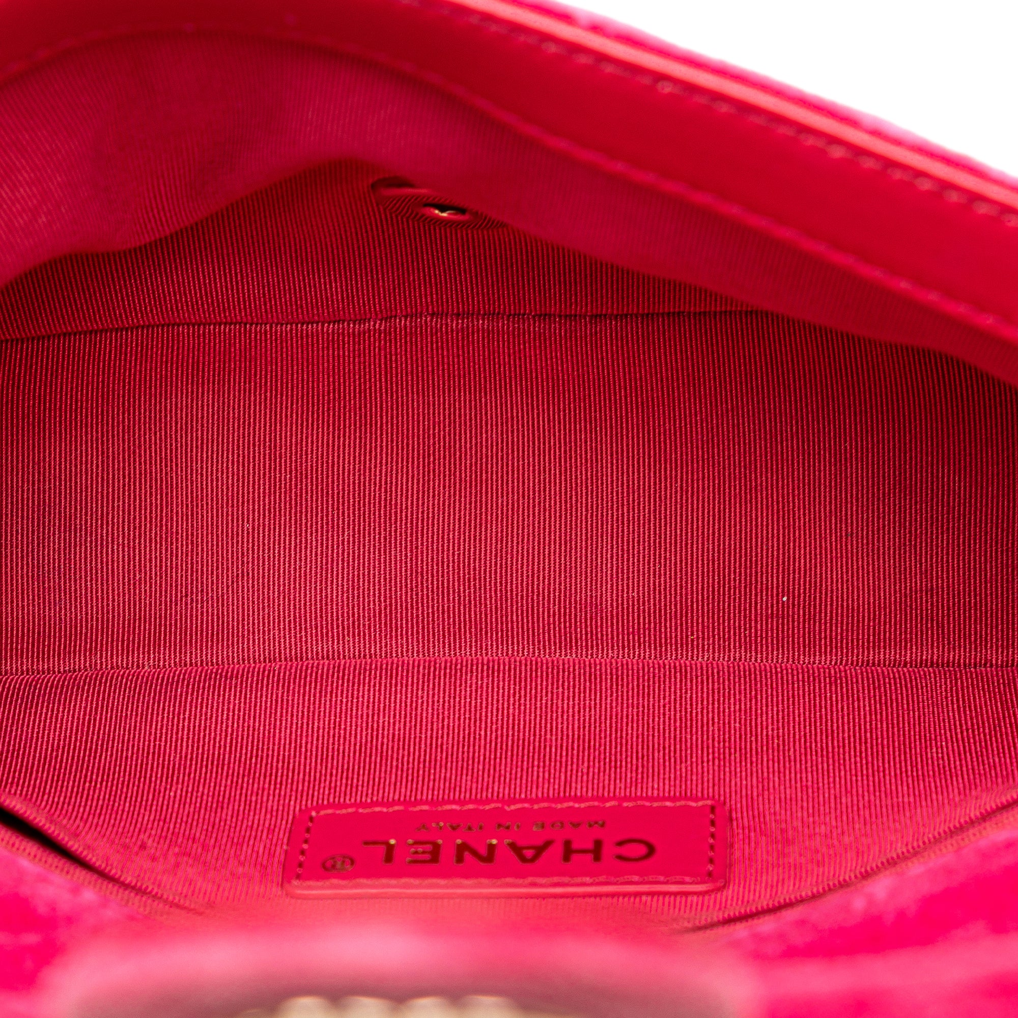 Chanel | Pre-Owned Mini Quilted Velvet Pearl Crush Single Flap | Pink/Dark Pink