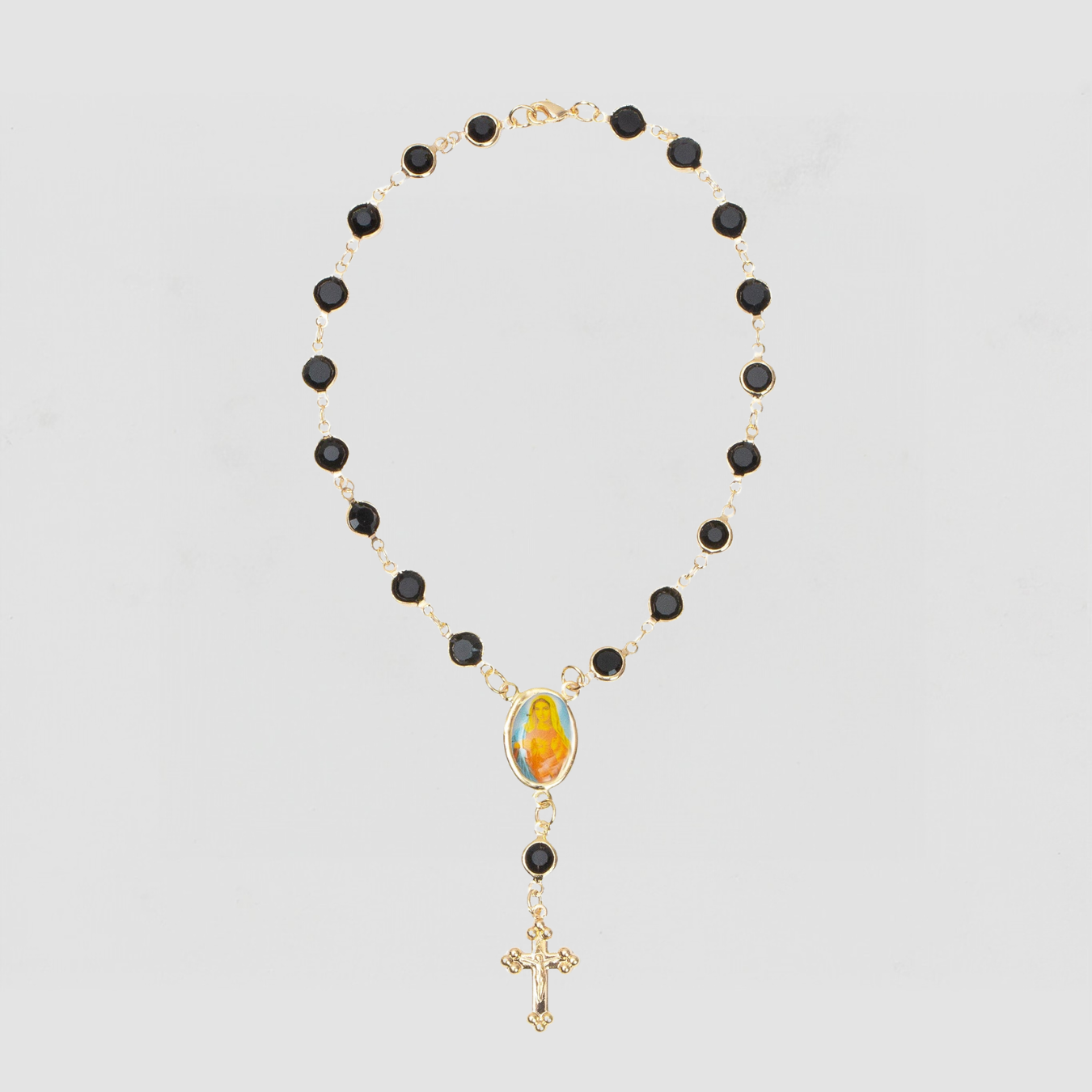 The Onyx Rosary Anklet | Gold