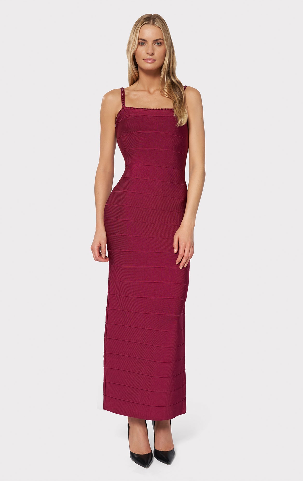 Bandage Spaghetti Strap Gown | Raspberry