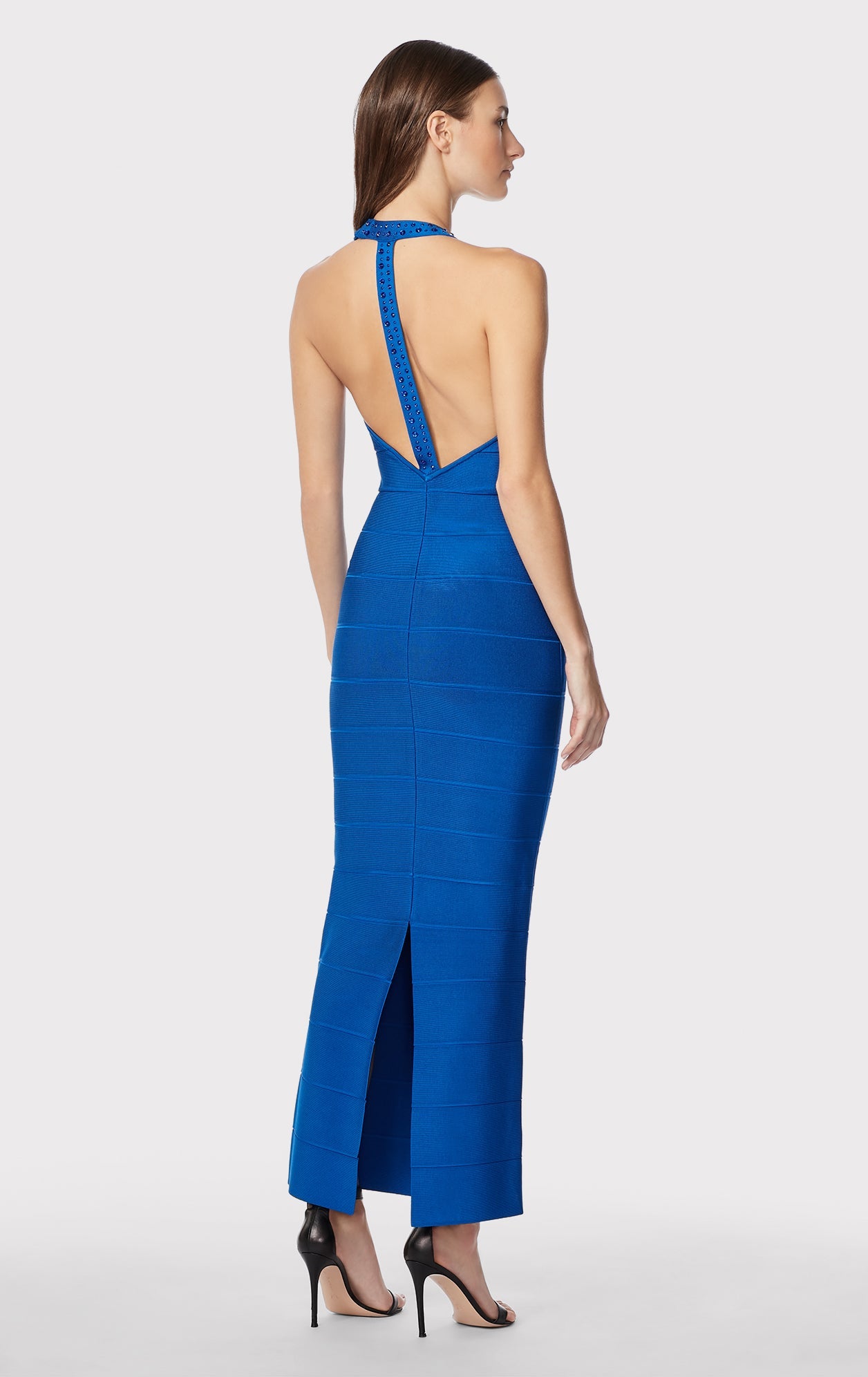 Halter Crystal Gown | Bright Blue