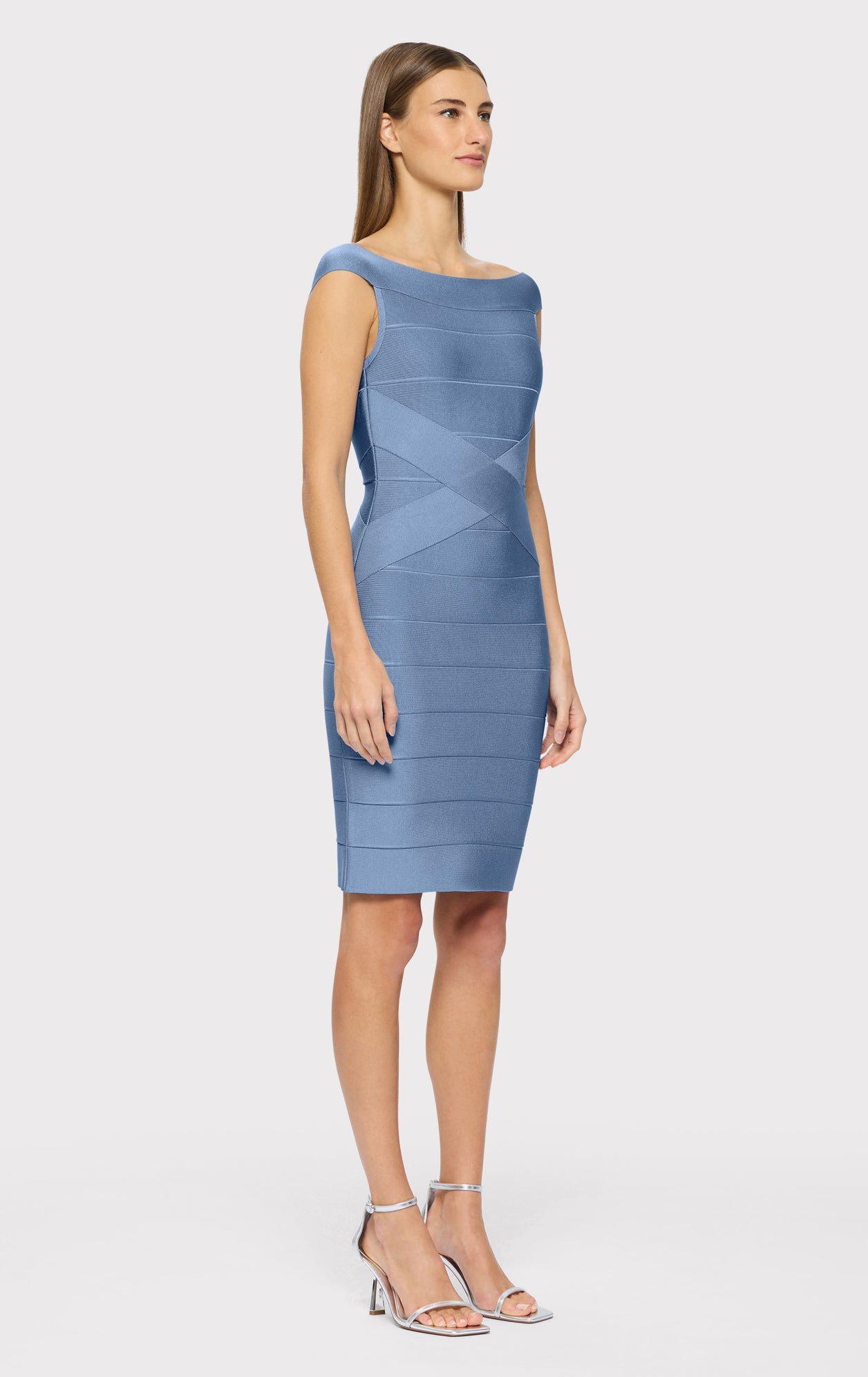 Bateau Criss Cross Waist Bandage Dress | True Blue