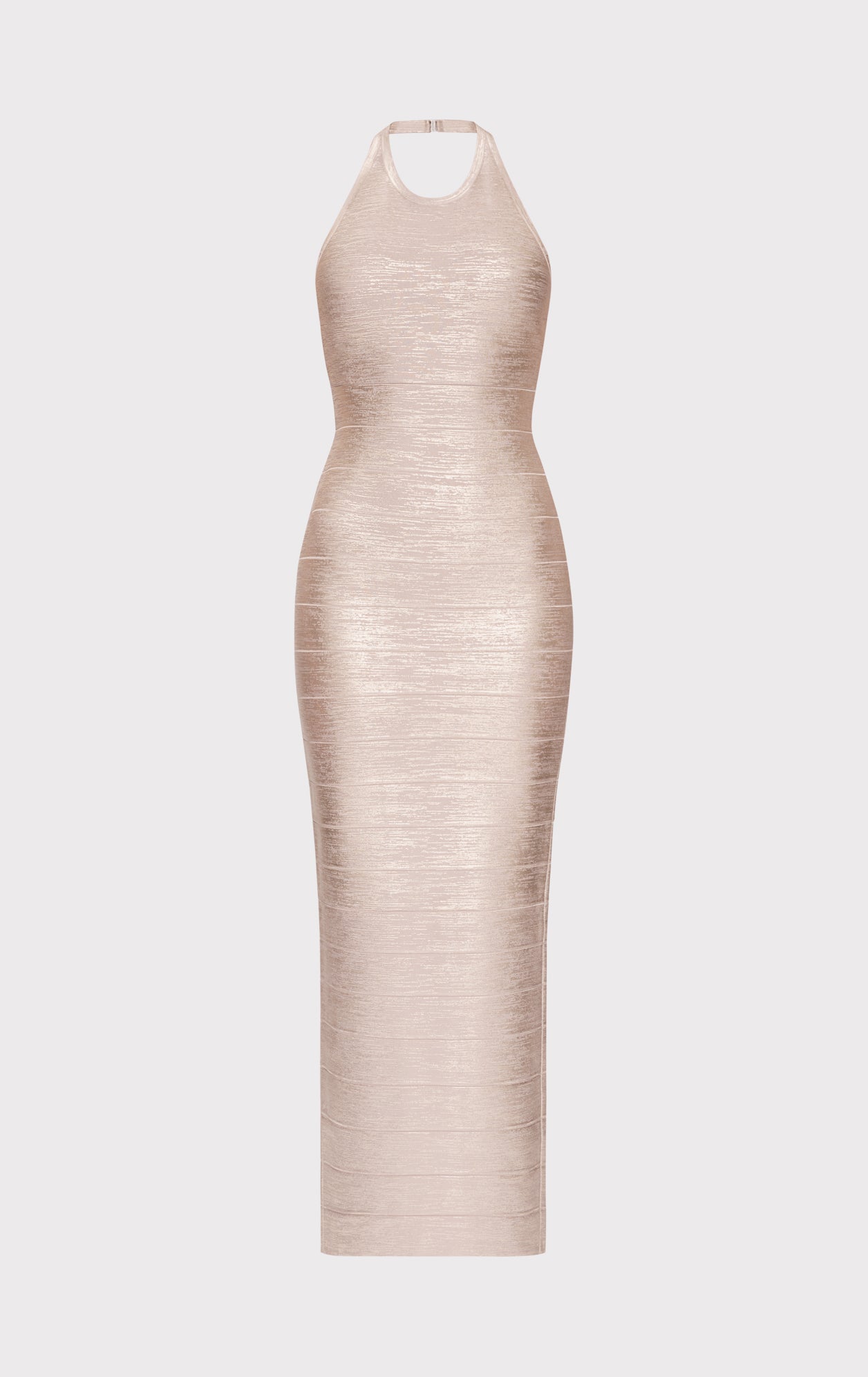 Foil Halter Bandage Gown | Rose Gold Foil