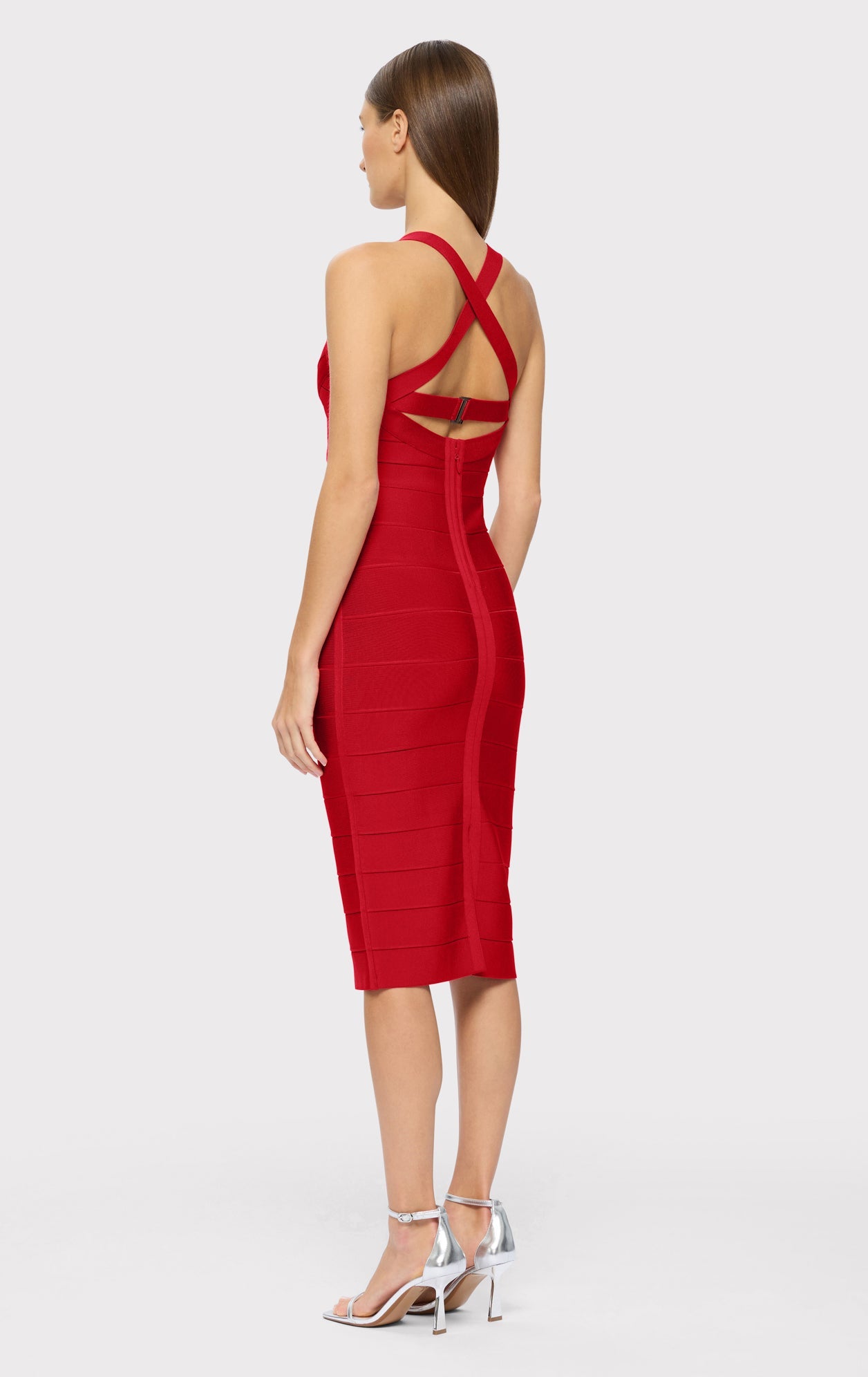 Open X Back Weaved Front Dress | Lipstick Red