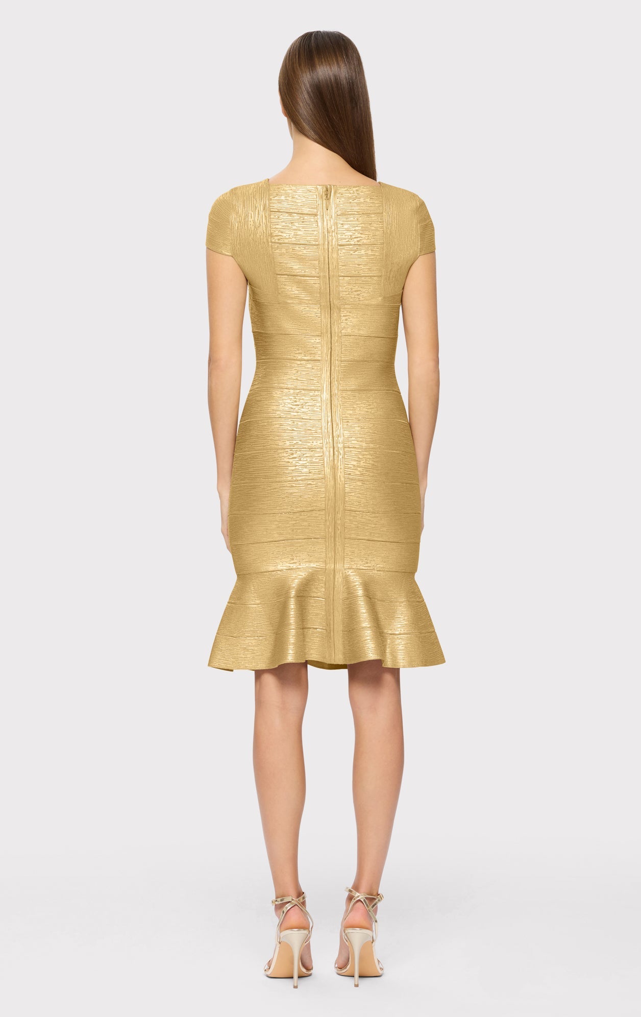 Foil Cap Sleeve Flare Skirt | Gold Foil