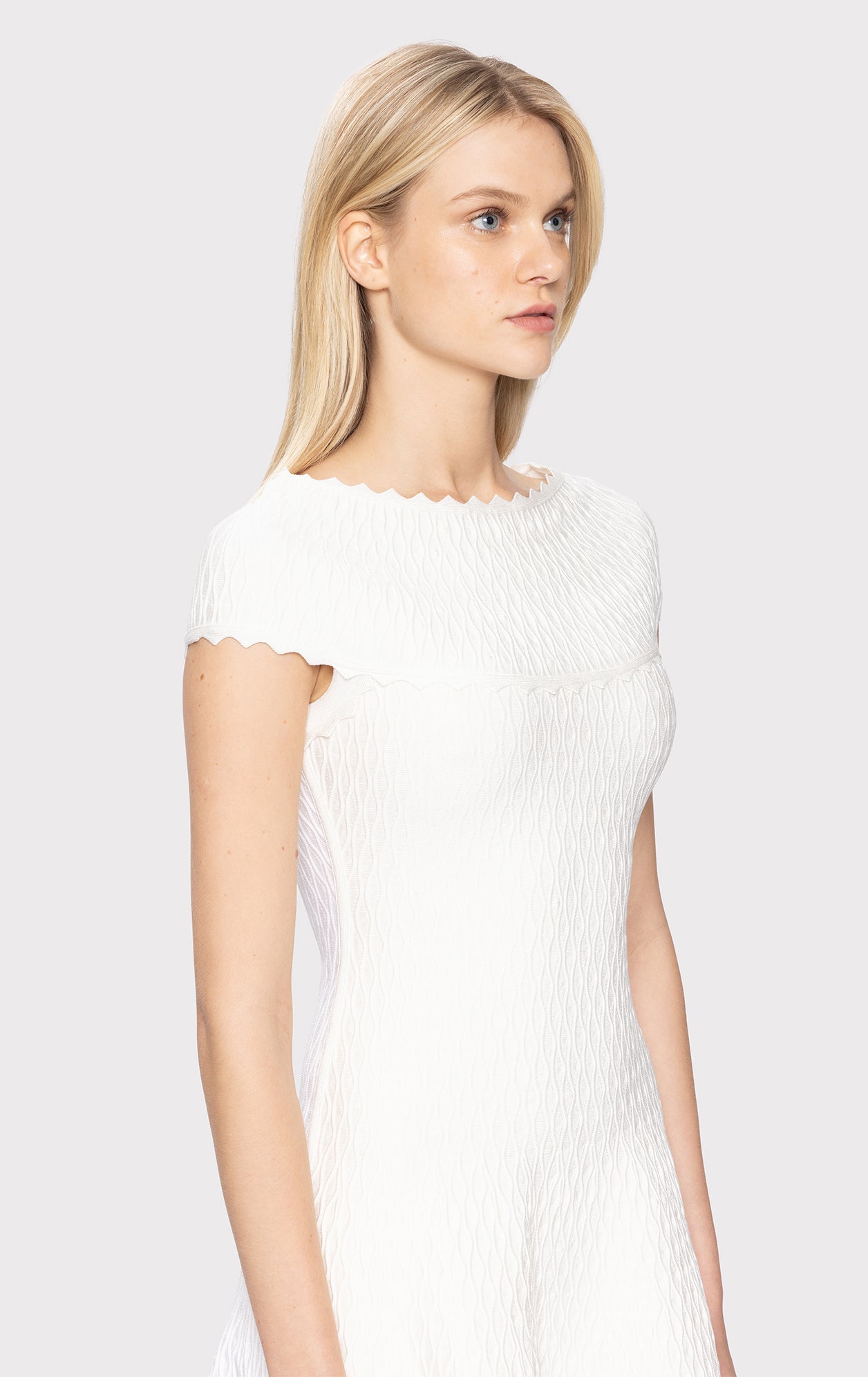 Off-Shoulder Flair Skirt Dress | Alabaster