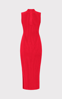 Rib Knit Sleeveless Turtleneck Dress | Red Lacquer