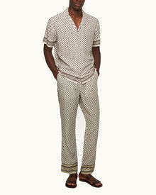Alfred White Sand Solmio Print Relaxed Fit Lounge Trousers | White Sand