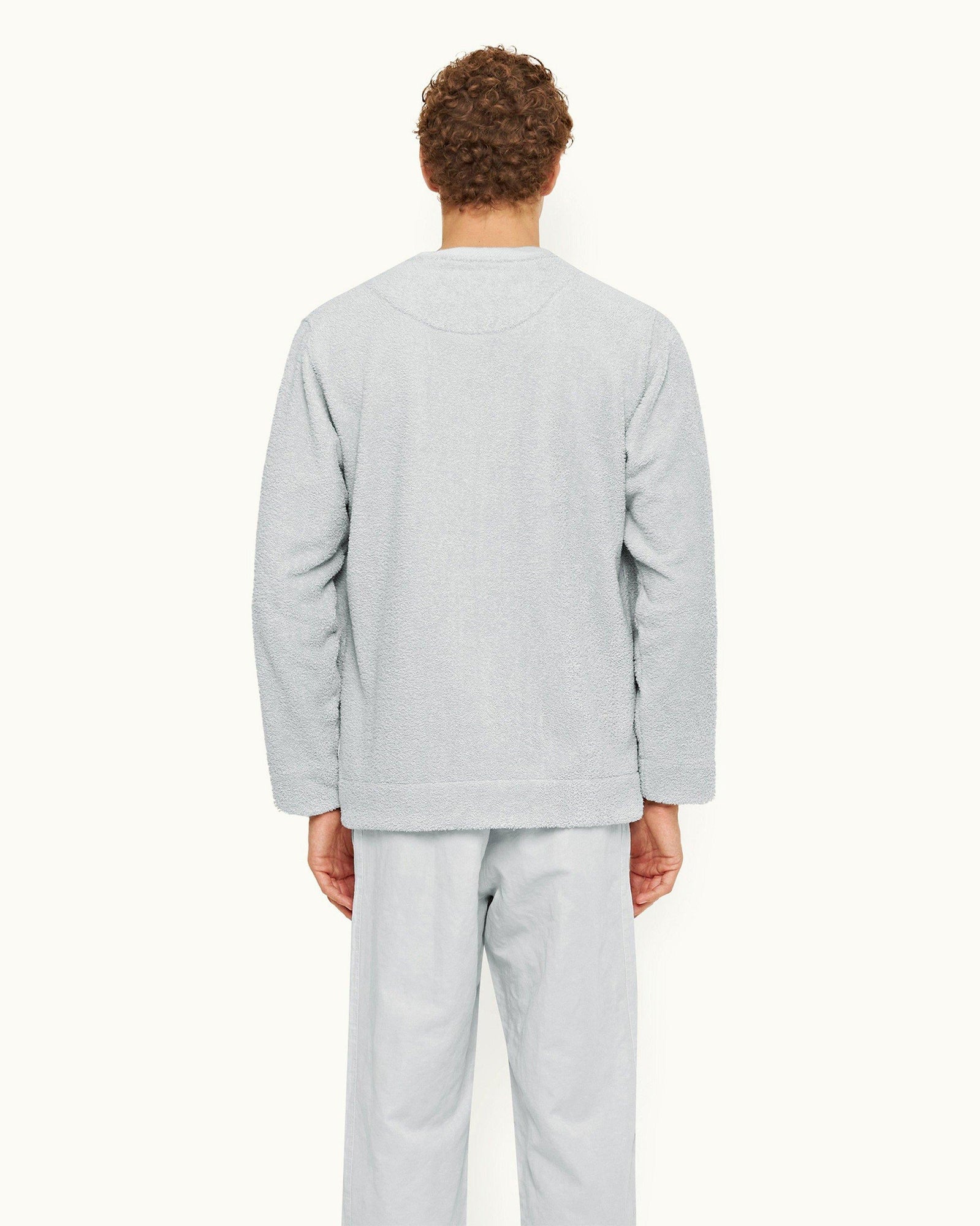 Serenity Blue Relaxed Fit Long Pile Towelling Sweatshirt | Serenity Blue