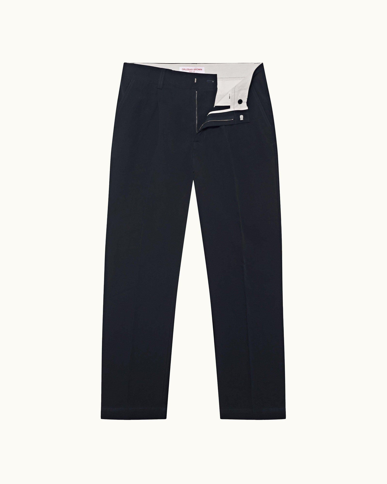 Night Iris Easy Fit Single Pleat Laundered Cotton Trousers | Night Iris