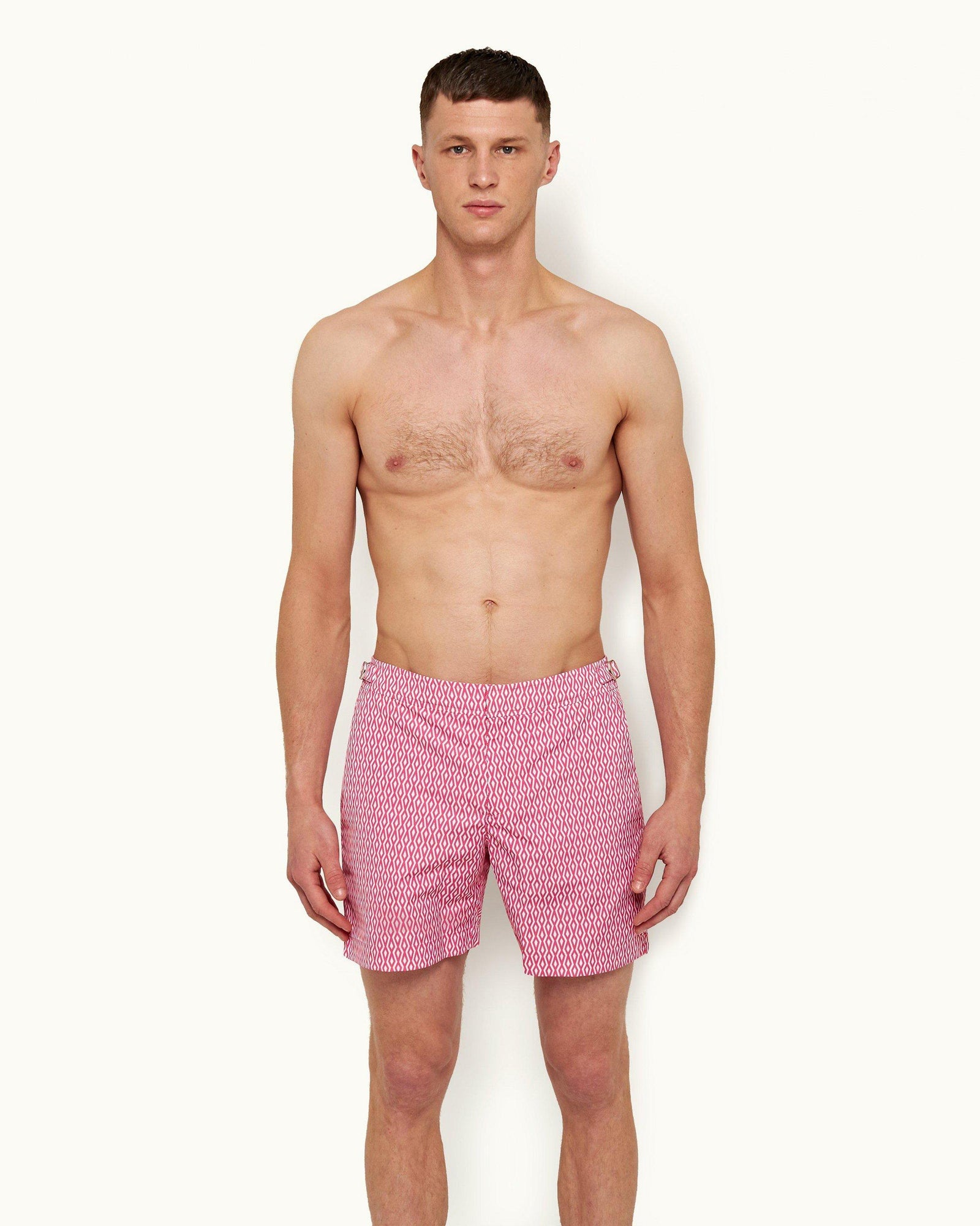 Wham/White Alado Geometric Print Mid-Length Swim Shorts | Wham/White