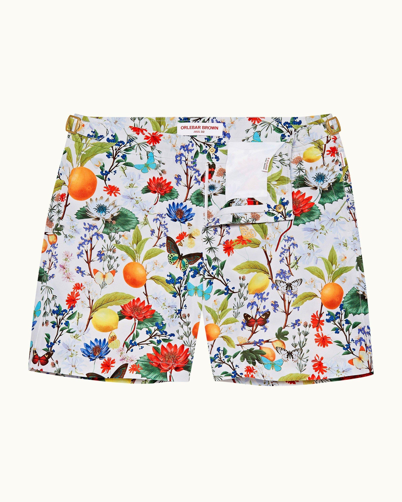 Bulldog Almond/Multi Botanical Mid-Length Swim Shorts | Almond