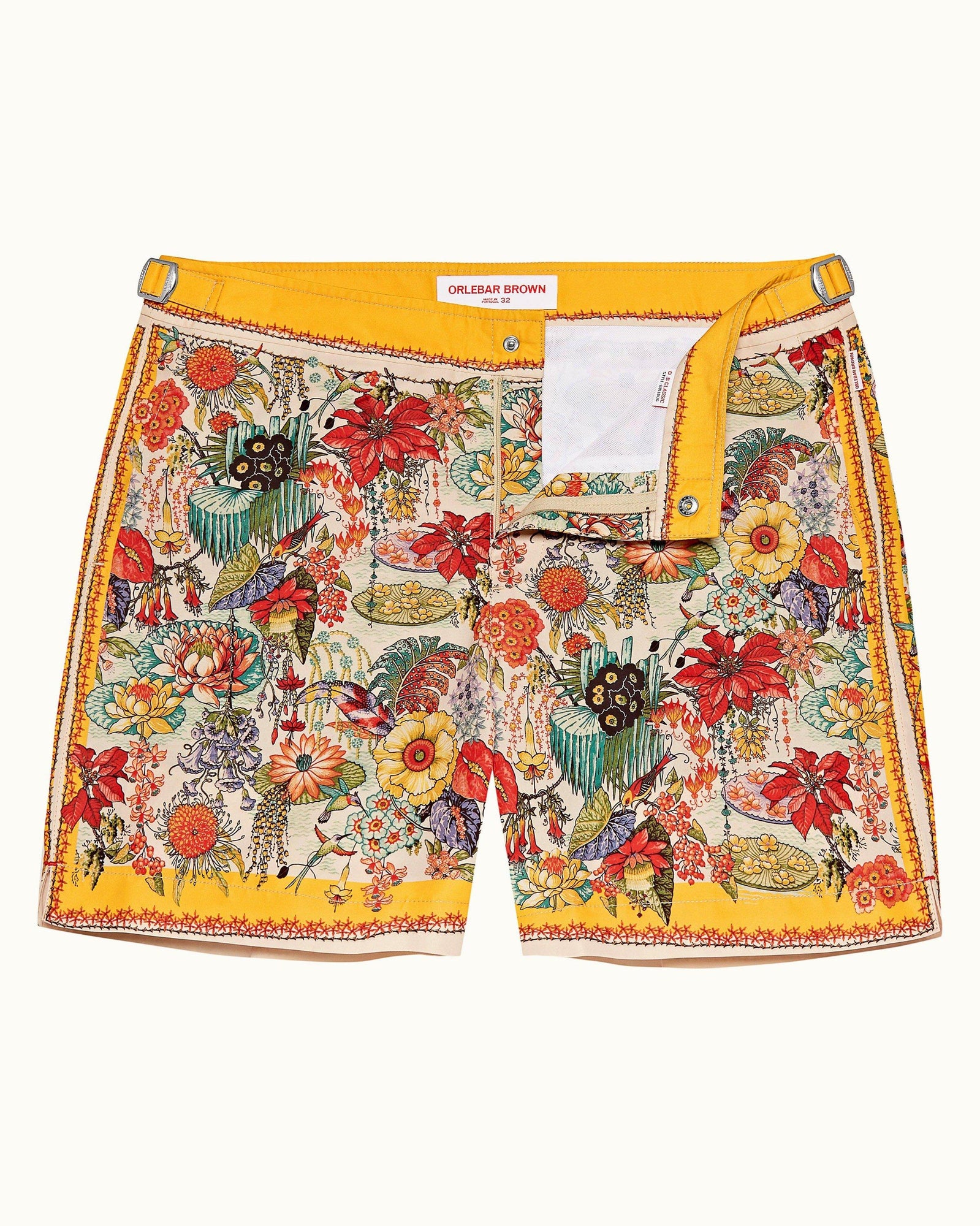 Bulldog Bright Gold Eden Print Mid-Length Swim Shorts | Bright Gold
