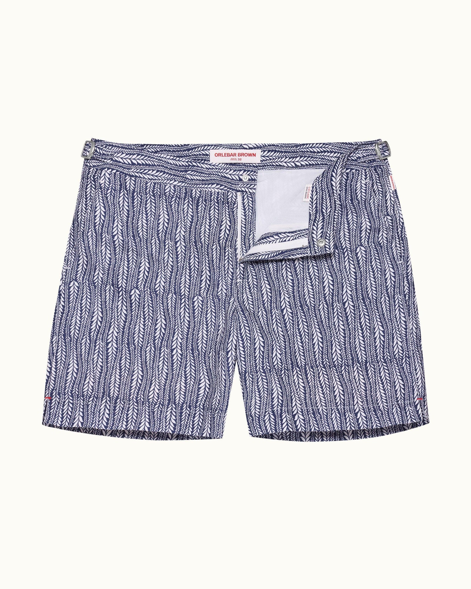 Bulldog Lagoon Blue/White Fern Mid-Length Swim Shorts | Lagoon Blue/White
