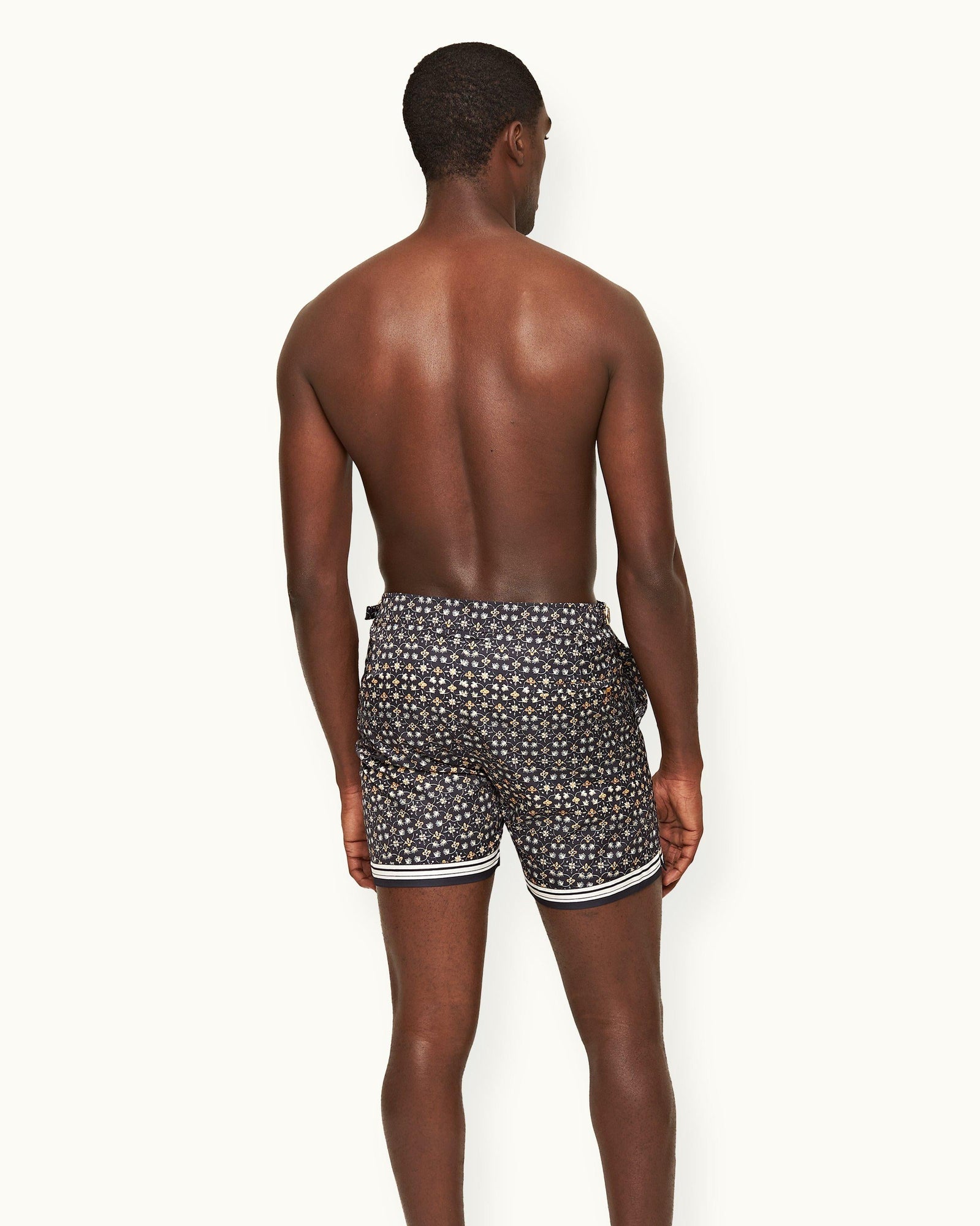 Bulldog Fiore Print Mid-Length Swim Shorts In Night Iris Blue | Night Iris