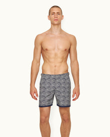 Bulldog Midnight Navy Floral Mid-Length Swim Shorts | Midnight Navy