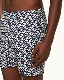 Bulldog Midnight Navy Lacuna Jacquard Mid-Length Swim Shorts | Midnight Navy