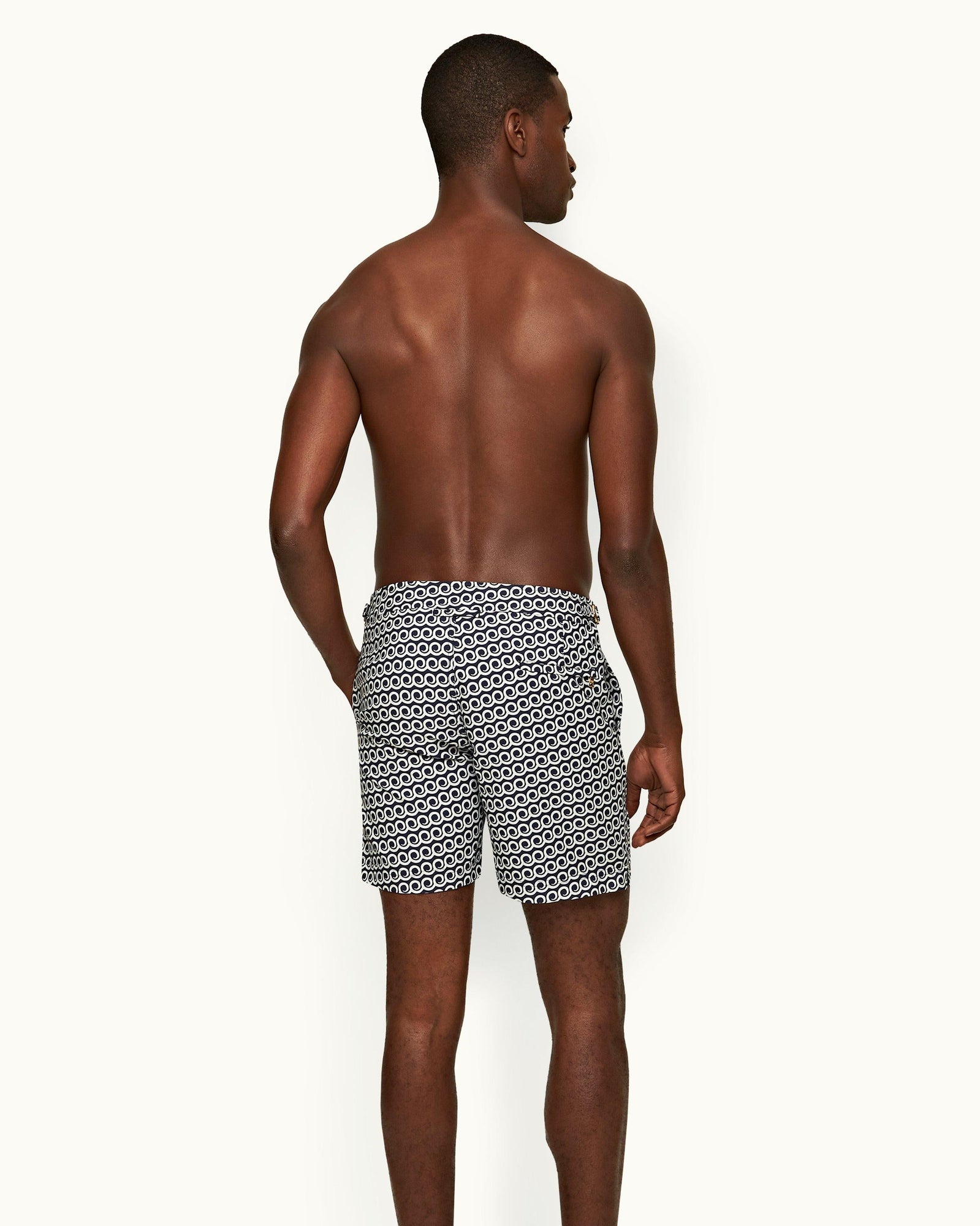 Bulldog Midnight Navy Lacuna Jacquard Mid-Length Swim Shorts | Midnight Navy