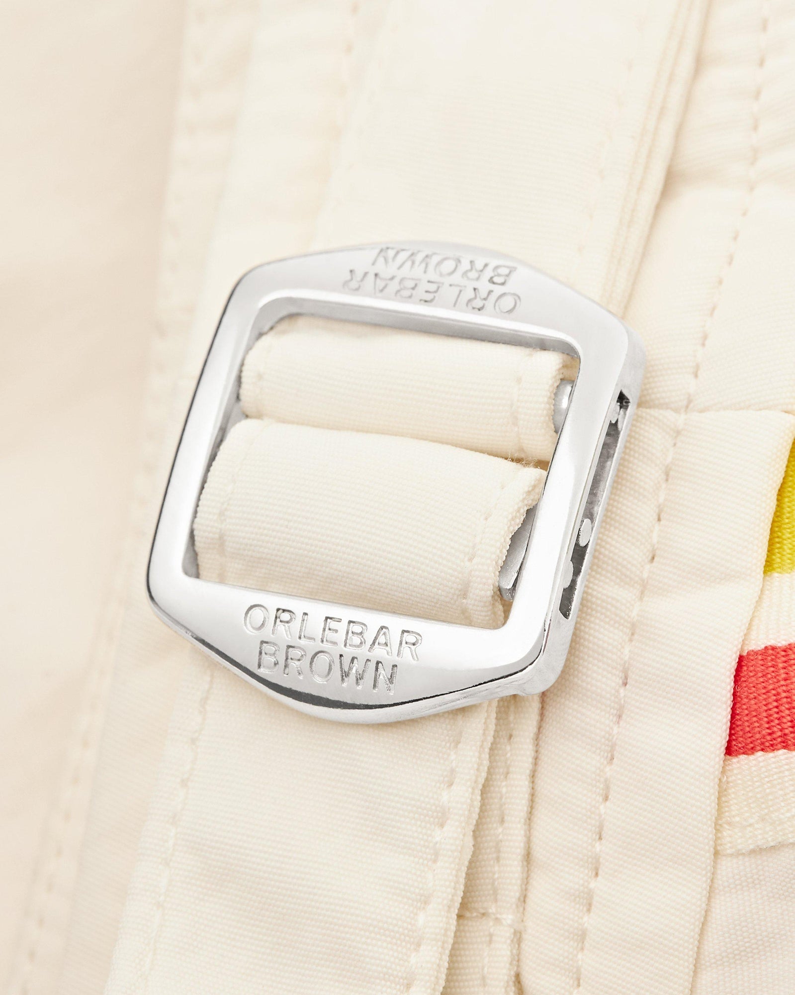 Bulldog White Sand Palm Stripe Tape Mid-Length Swim Shorts | White Sand