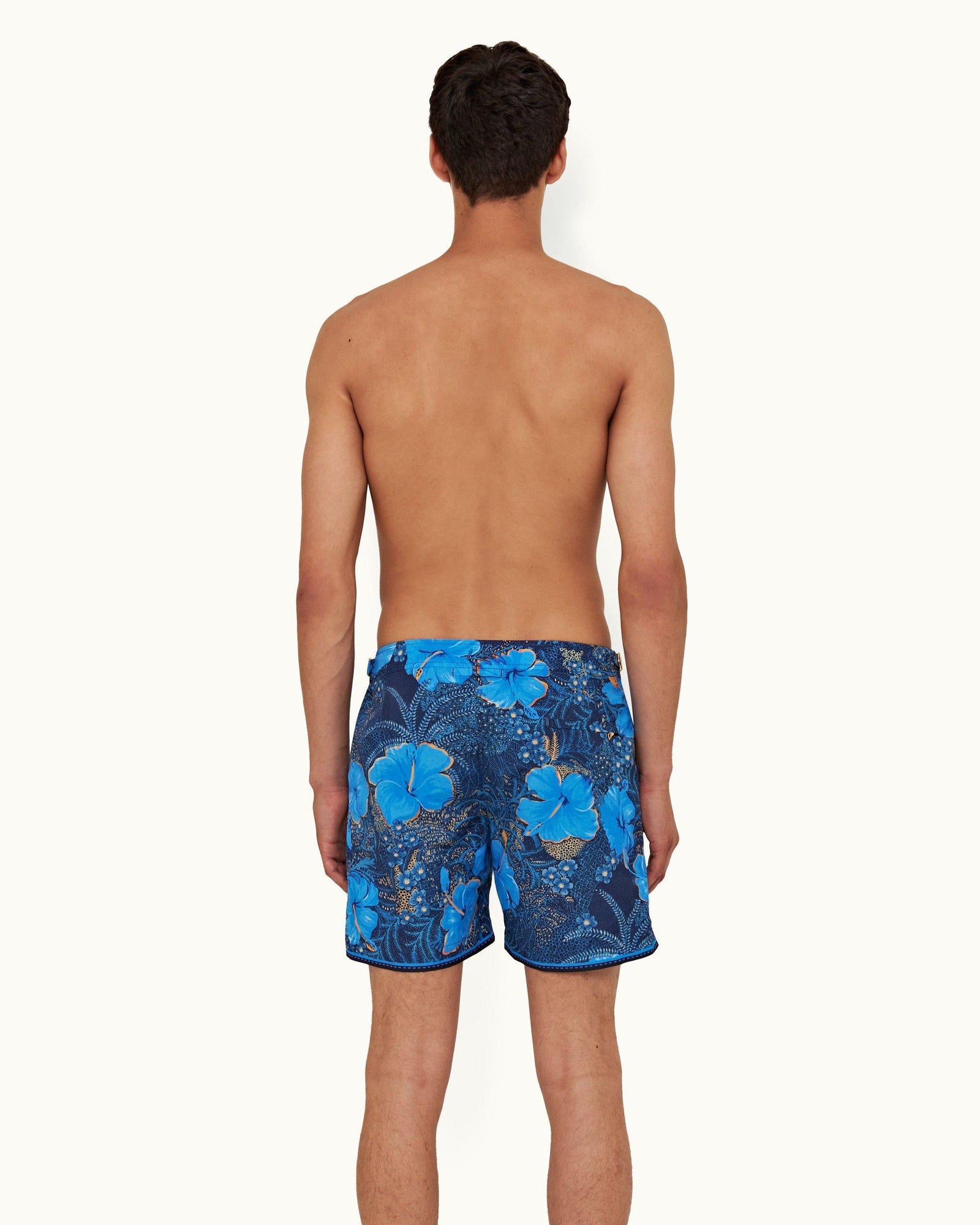 Bulldog Night Iris/Cerulean Tropic Nightfall Print Mid-Length Swim Shorts | Night Iris/Cerulean