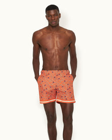 Wonder Full Print Mid-Length Swim Shorts Woven In France in Havana Sun colour | Havana Sun