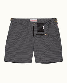 Bulldog X Black/Cloud Mid-Length Jacquard Swim Shorts | Black/Cloud