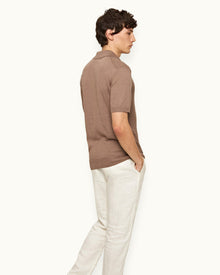 Burnham Silk Tailored Fit Jacquard Knit Silk-Cotton Polo Shirt Light Plum Wine Colour | Light Plum Wine