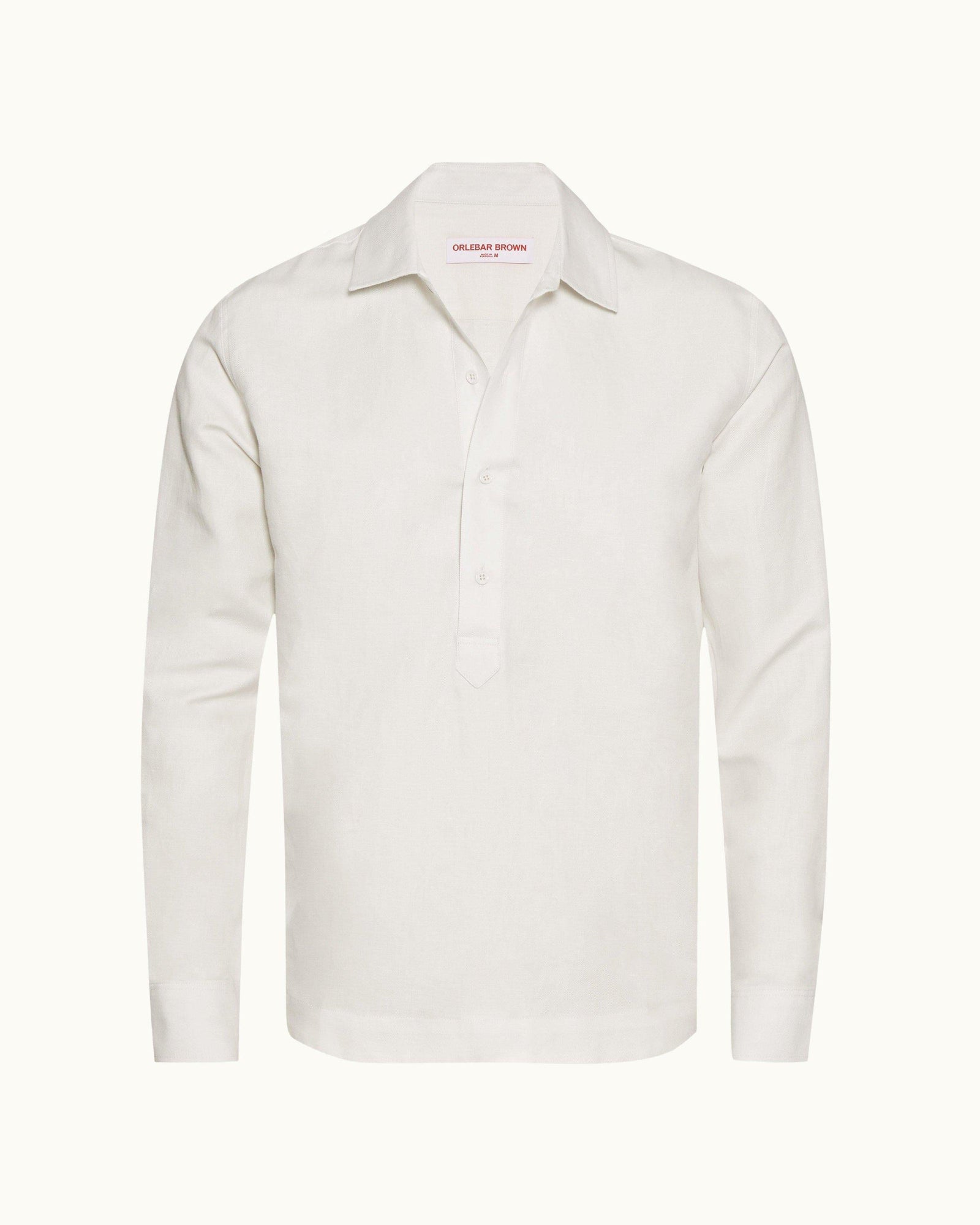 Caspian Cloud Overhead Button Placket Linen Blend Shirt | Cloud