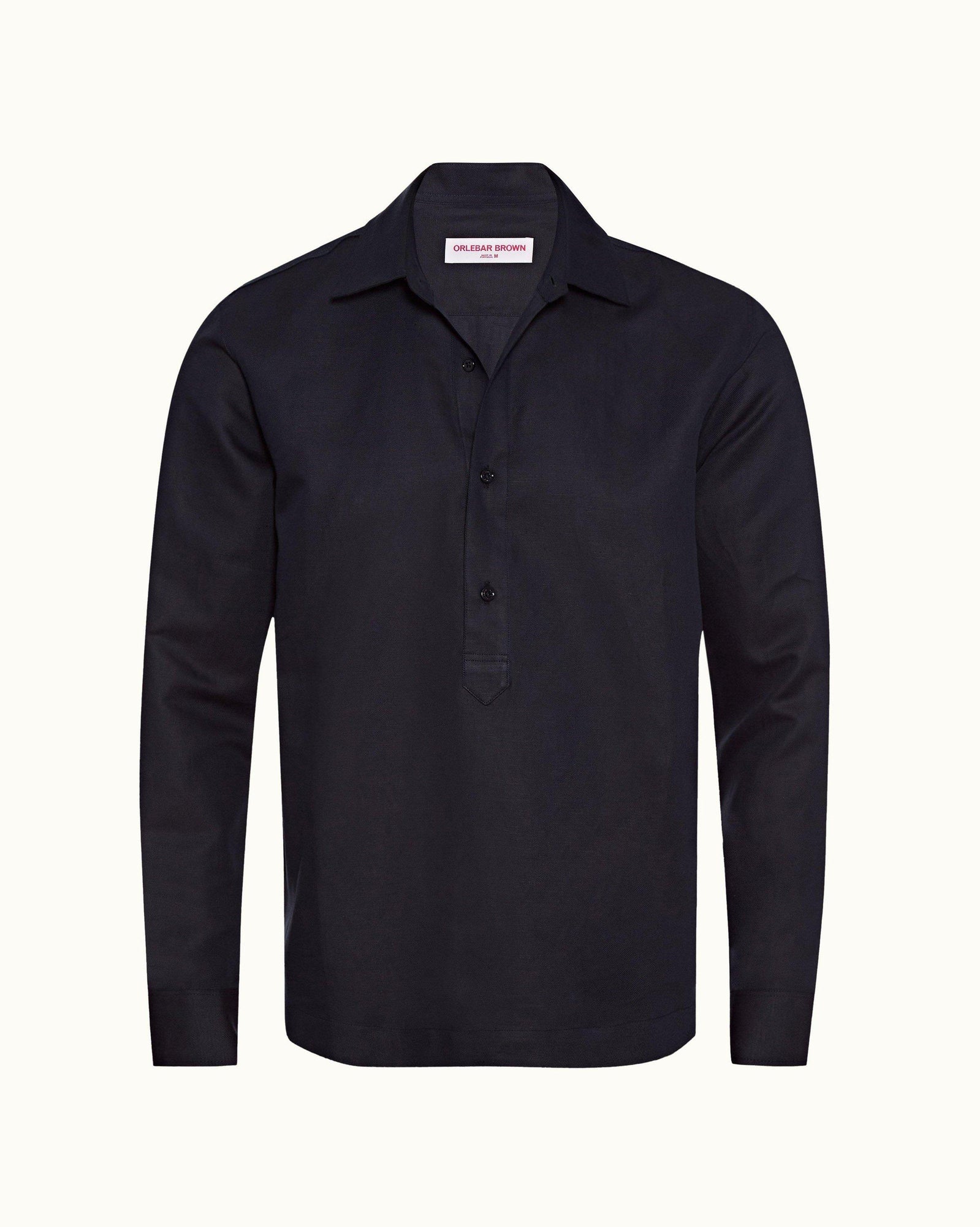 Caspian Linen Ink Overhead Button Placket Linen Blend Shirt | Ink