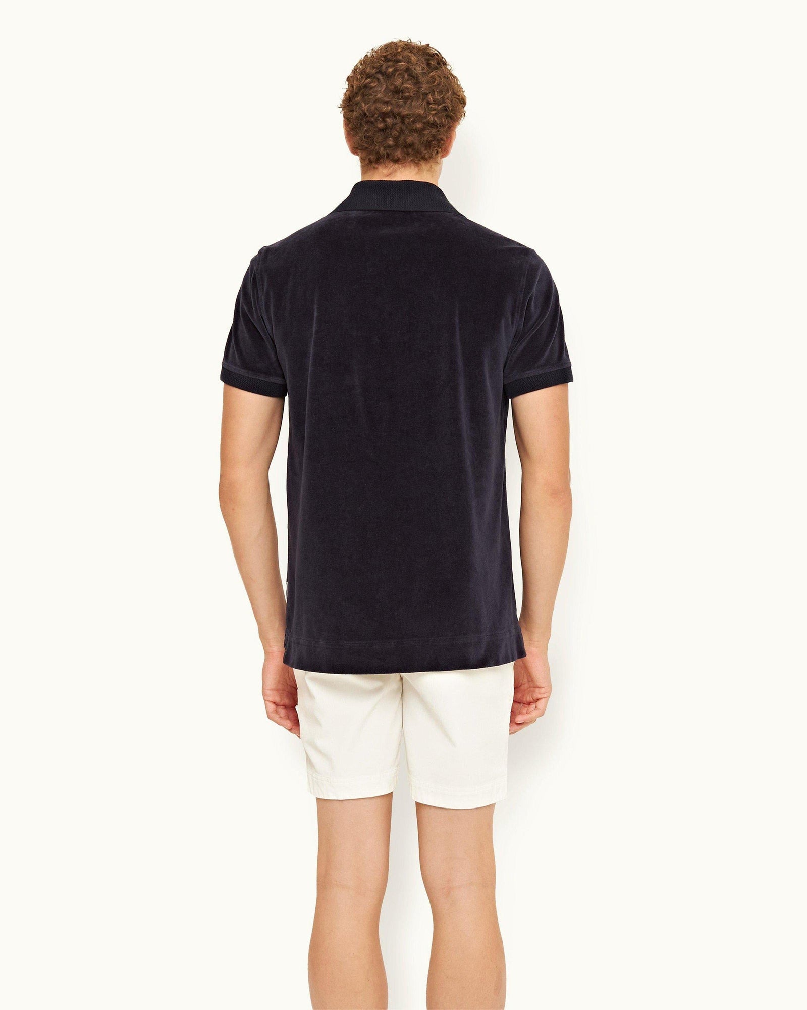 Night Iris Classic Fit Ribbed Collar Towelling Polo Shirt | Night Iris