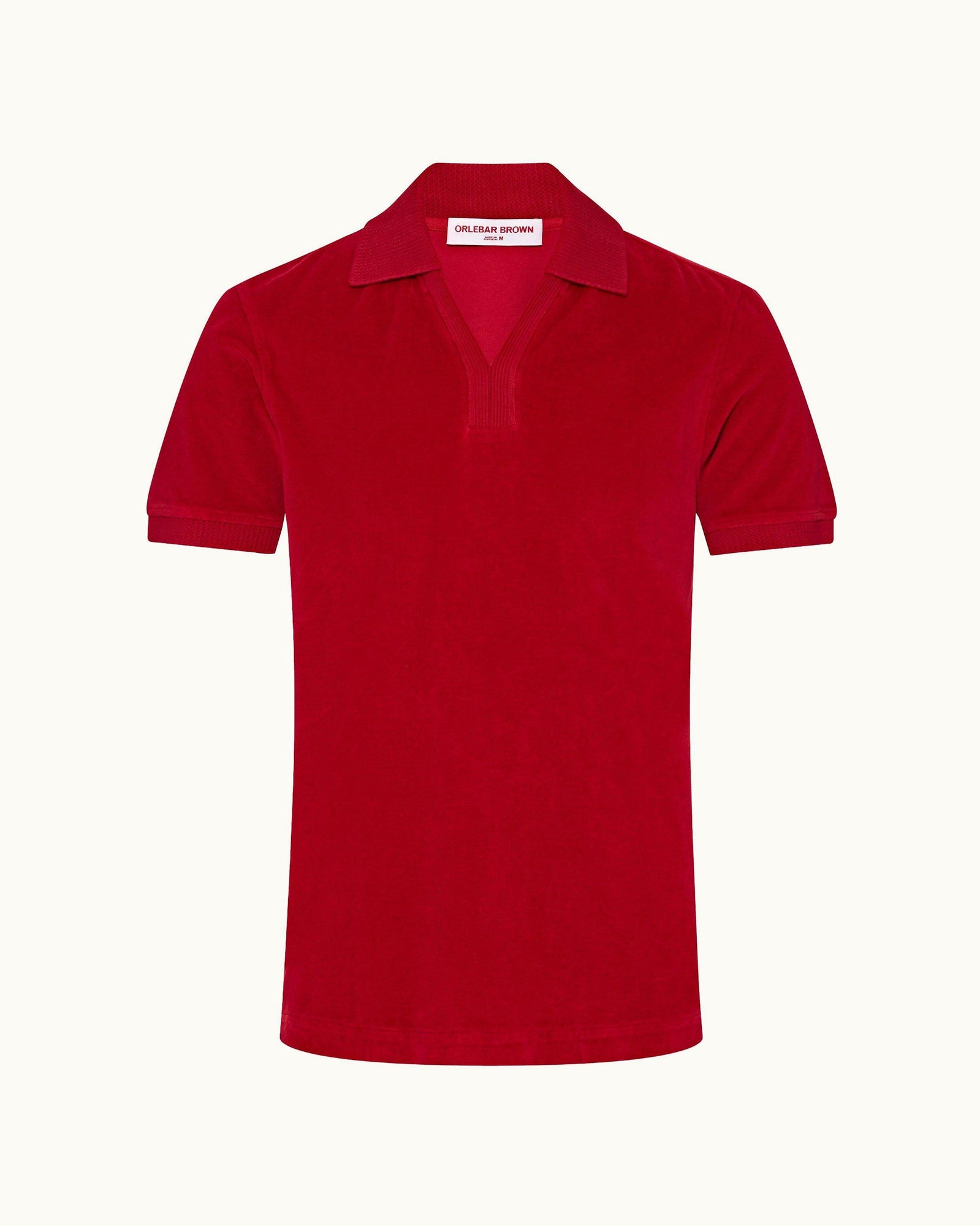Vermillion Classic Fit Ribbed Collar Towelling Polo Shirt | Vermillion