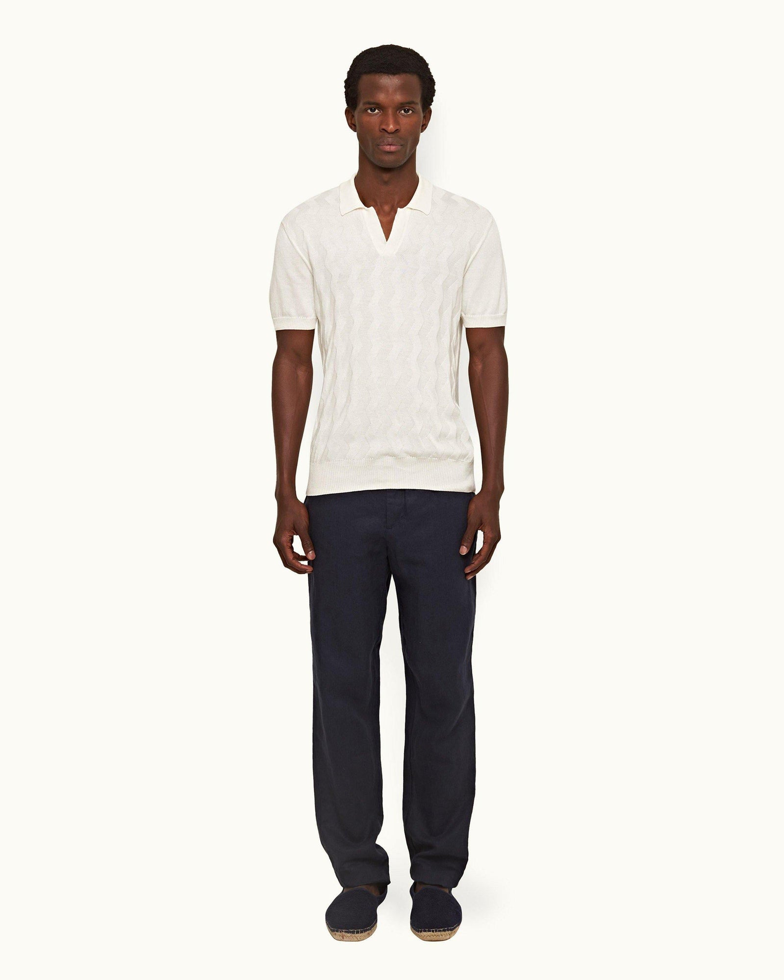 Cornell Linen Night Iris Tapered Leg Washed Linen Trousers | Night Iris