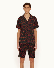 Devlin Black/Port Aquila Print Relaxed Fit Cotton Poplin Shorts | Black/Port