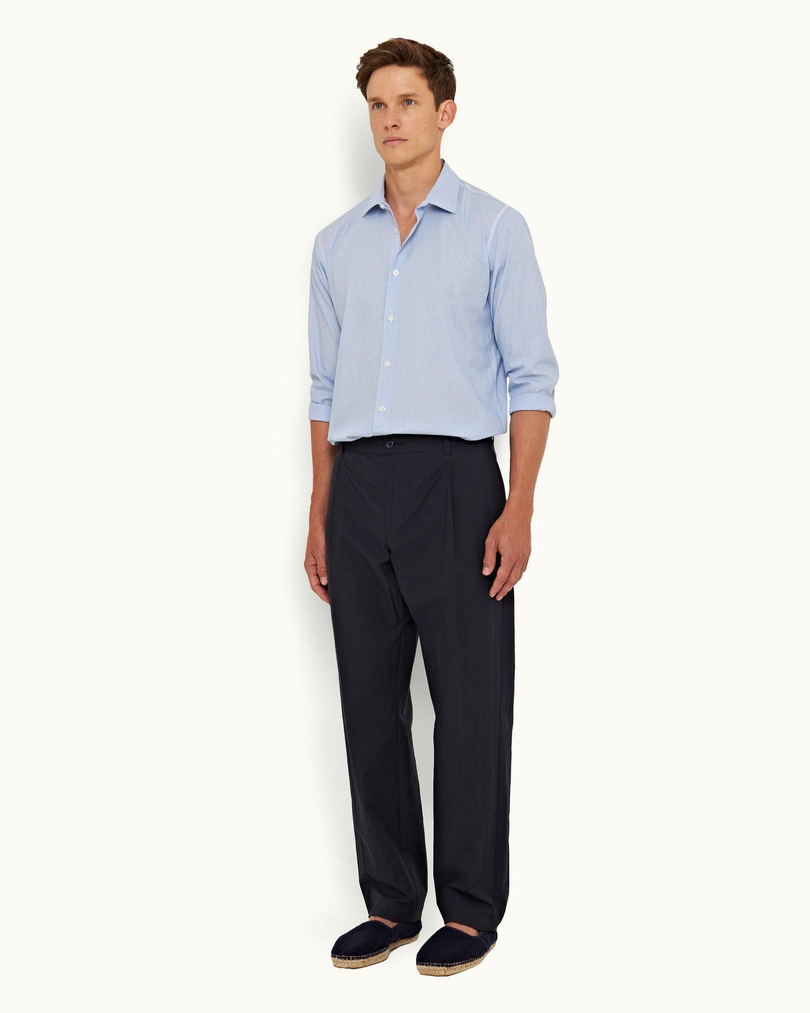 Night Iris Relaxed Fit Poplin Trousers | Night Iris