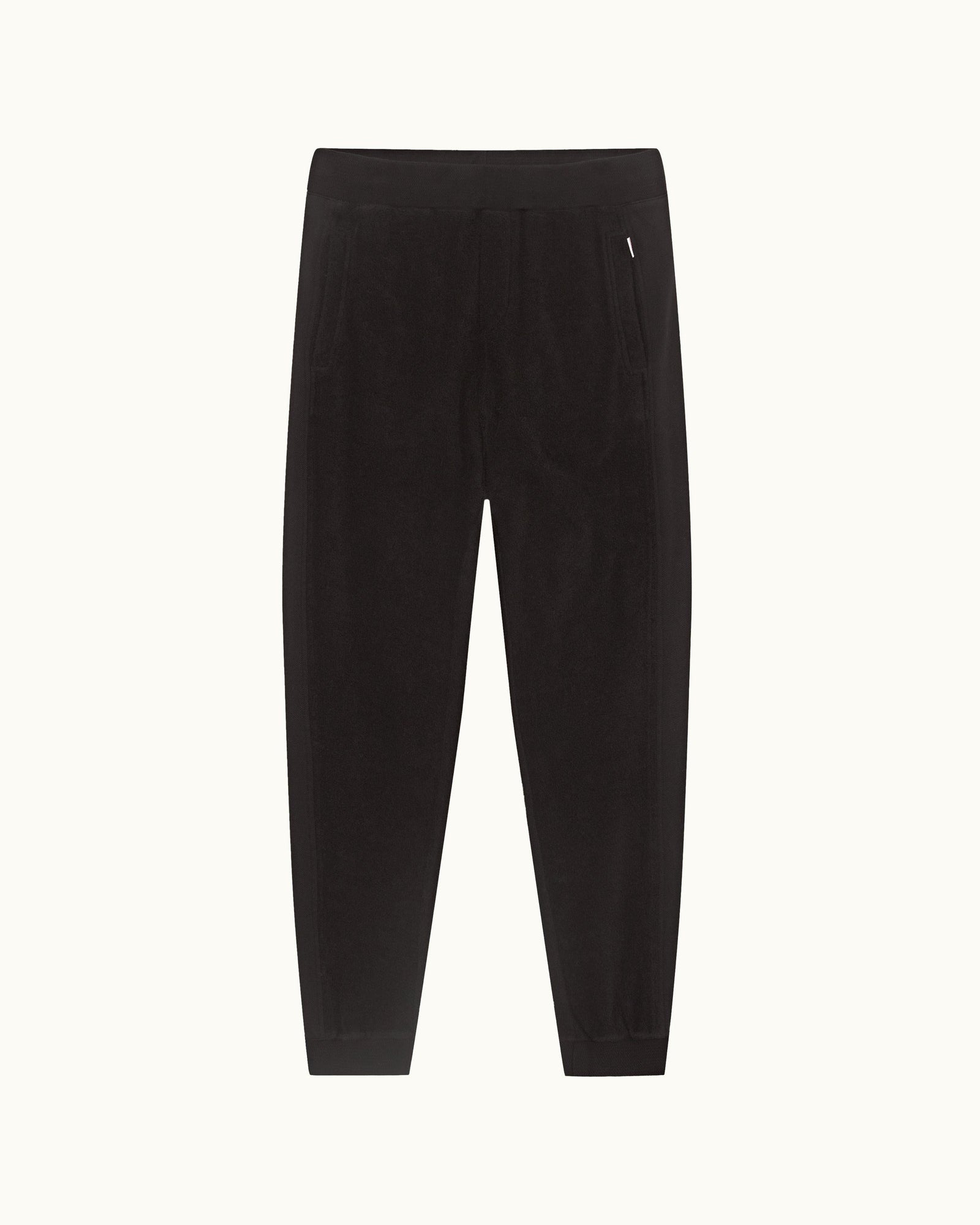 Black Mixed Texture Towelling Sweatpants | Black