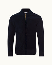 Night Iris Zip-Thru Contrast Binding Double-Faced Towelling Sweatshirt | Night Iris