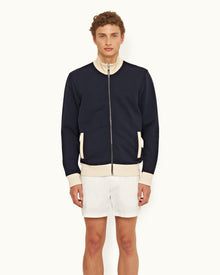 Night Iris Contrast Easy Fit Washed Organic Cotton Sweatshirt | Night Iris