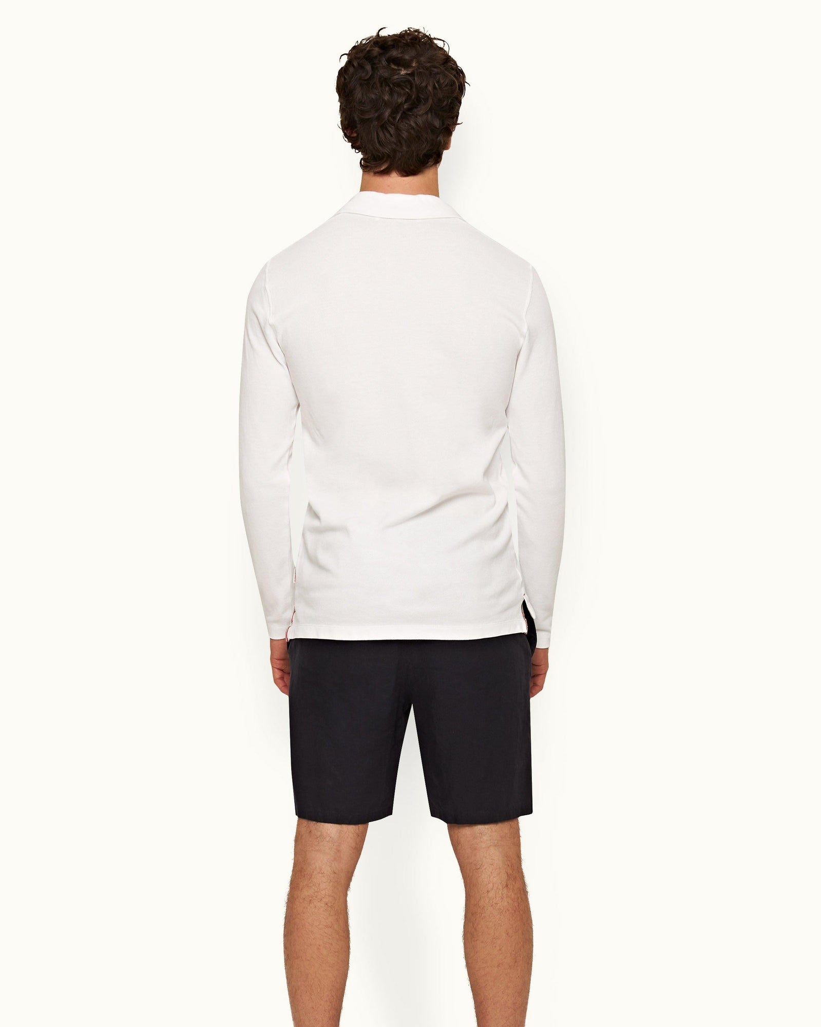 Felix White O.B Stripe Tape Cotton Pique Polo Shirt | White