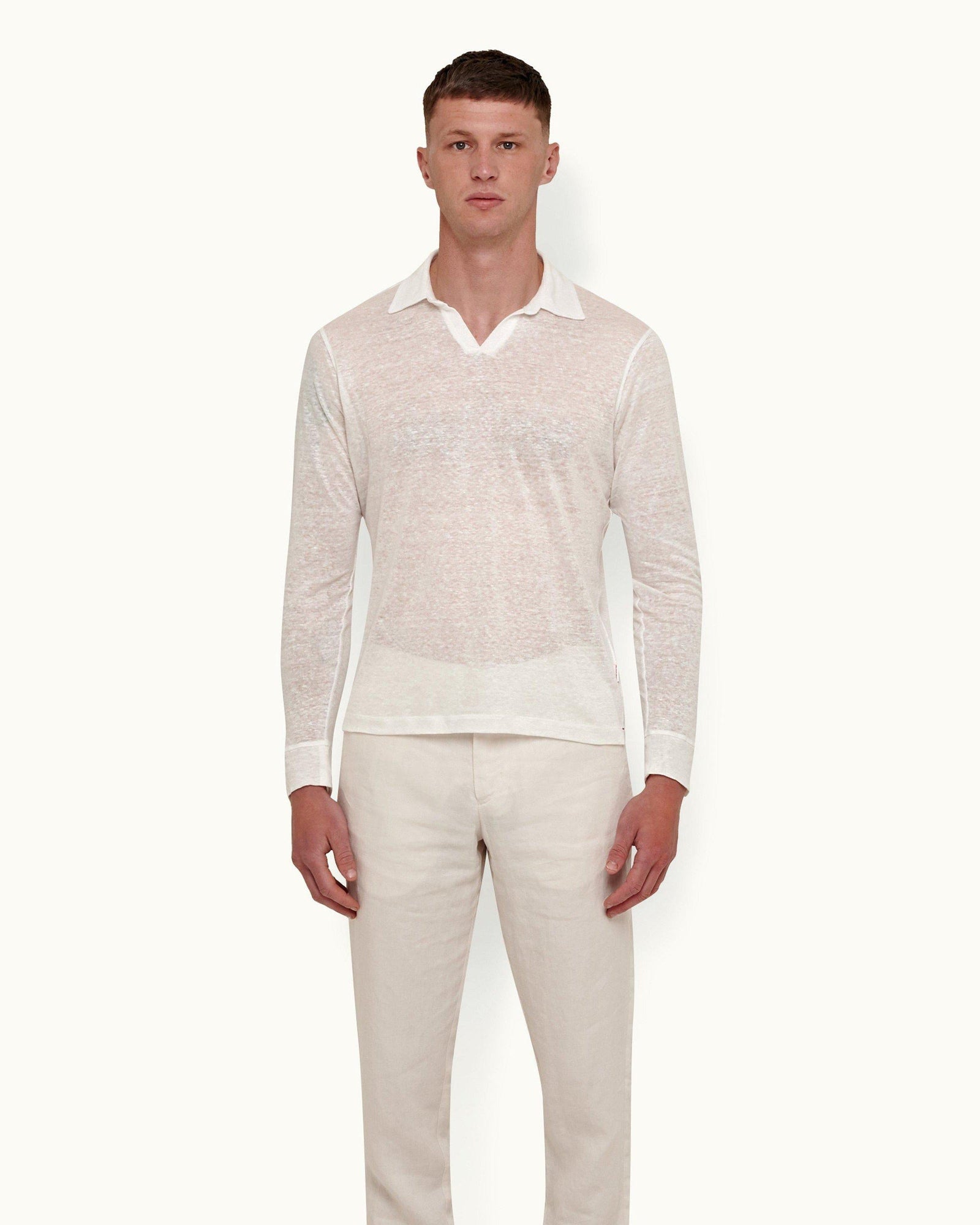 White Sand Resort Collar Long-Sleeve Polo Shirt | White Sand