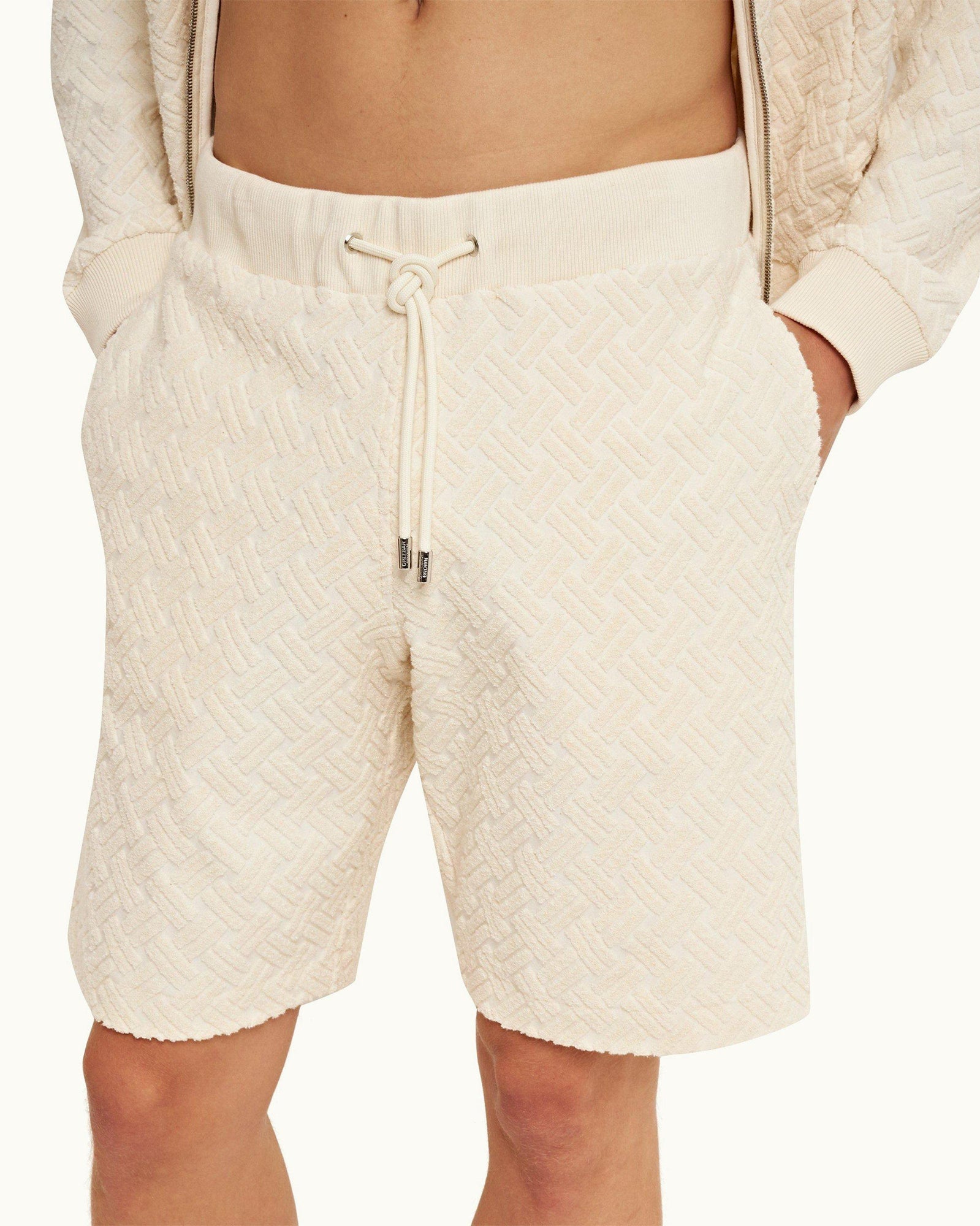 Matchstick Jacquard Rope Towelling Classic Fit Sweat Shorts | Matchstick