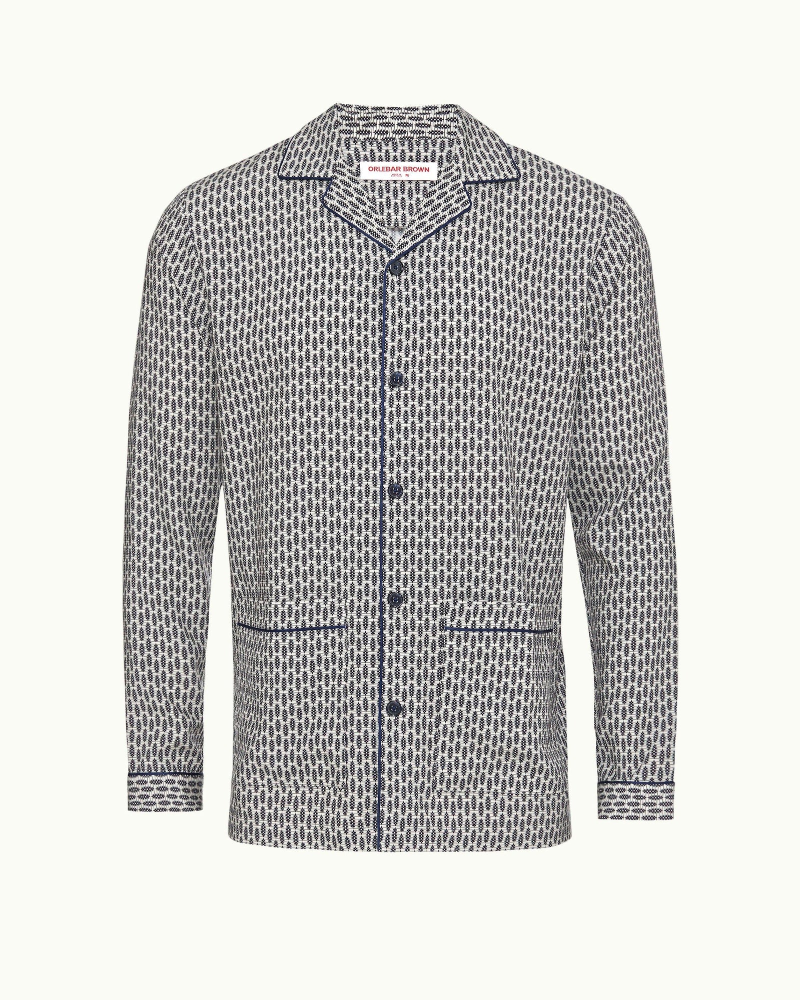 Perez Print Capri Collar Resort-Style Shirt Woven In Italy in Chai colour | Chai