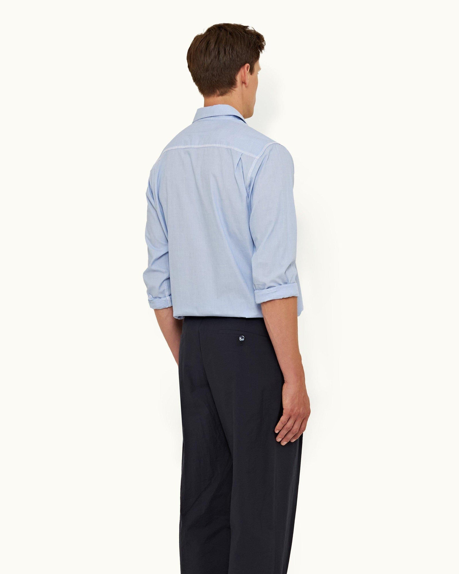 Pale Blue Tailored Fit Classic Collar Cotton Shirt | Pale Blue