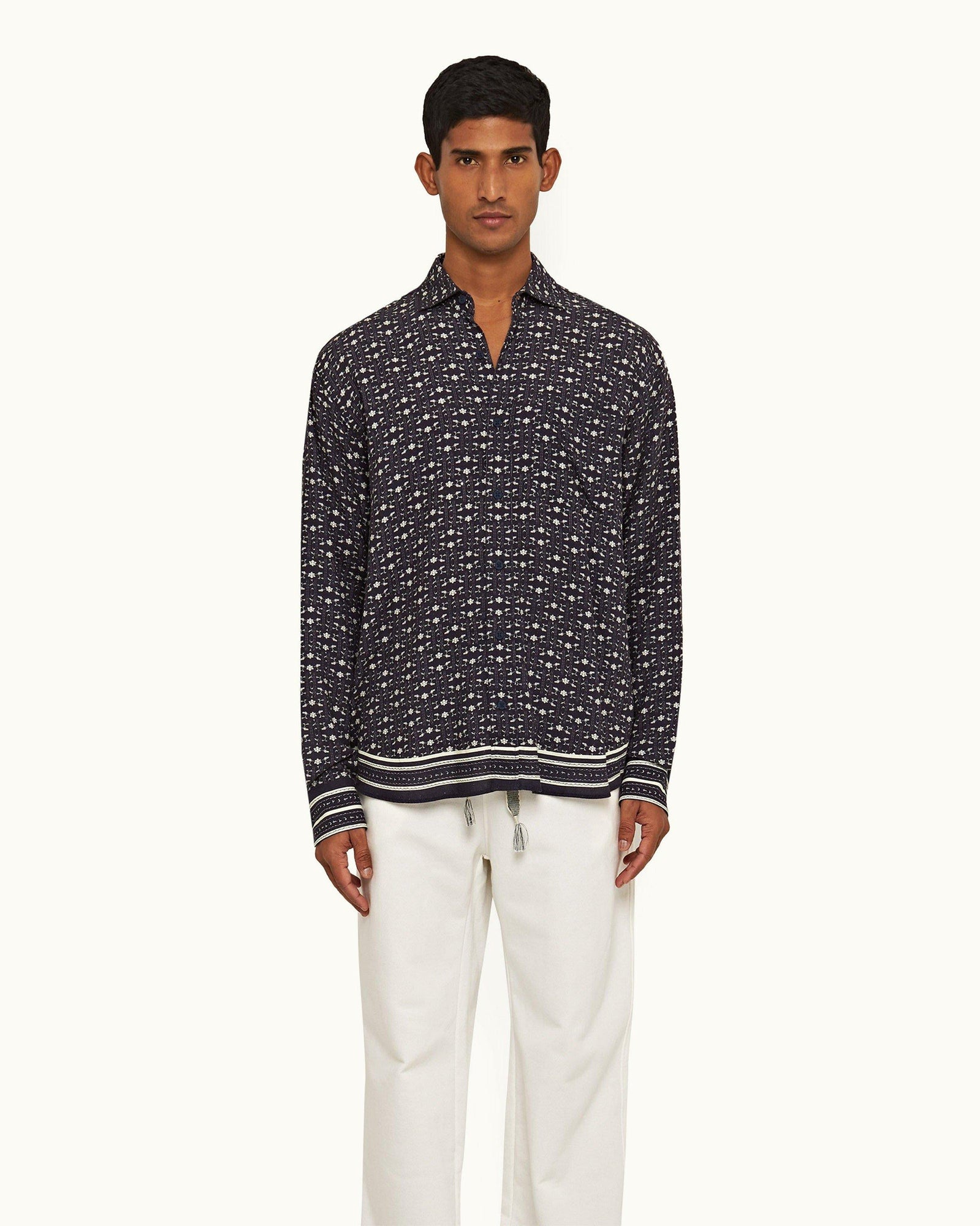 Dark Sapphire/Sea Mist Bandana Relaxed Fit Classic Collar Shirt | Dark Sapphire/Sea Mist