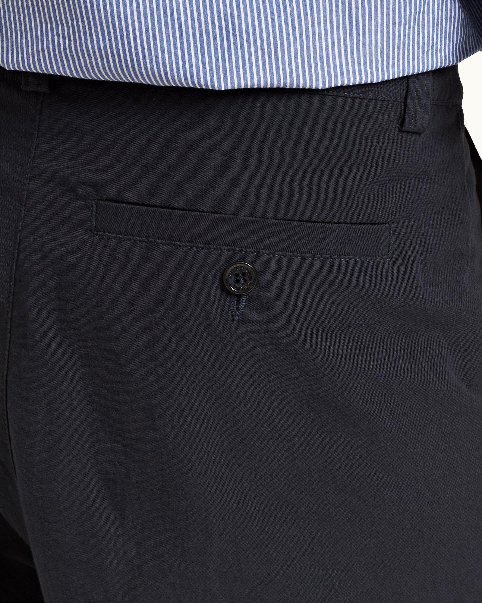 Midnight Navy/White Stripe Relaxed Fit Classic Collar Cotton Shirt | Midnight Navy/White