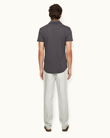 Griffon Linen Tailored Fit Washed Linen Trousers In White Jade | White Jade