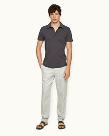 Griffon Linen Tailored Fit Washed Linen Trousers In White Jade | White Jade