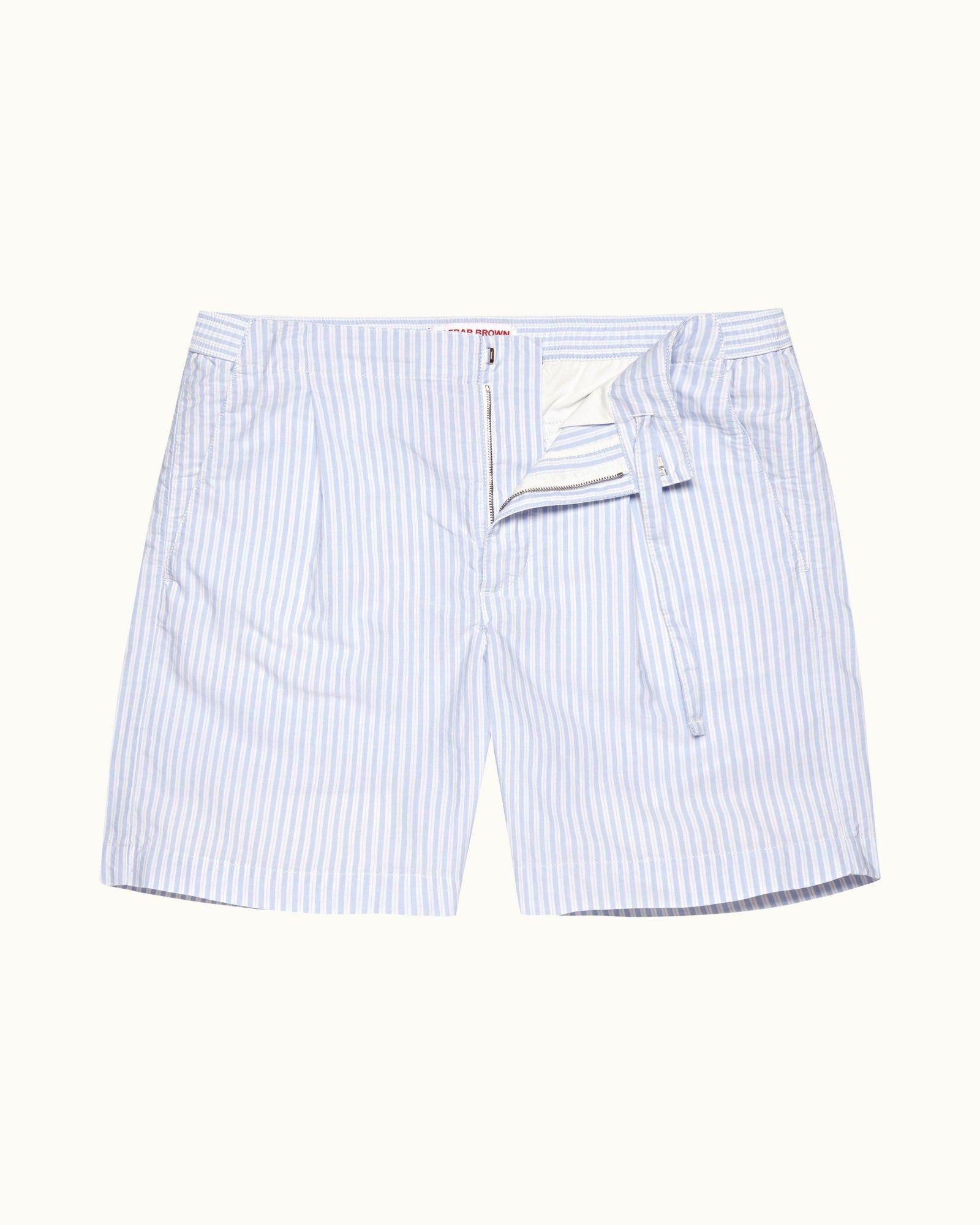 Light Island Sky/White Tailored Fit Engineered Twin Stripe Cotton Shorts | Light Island Sky/White