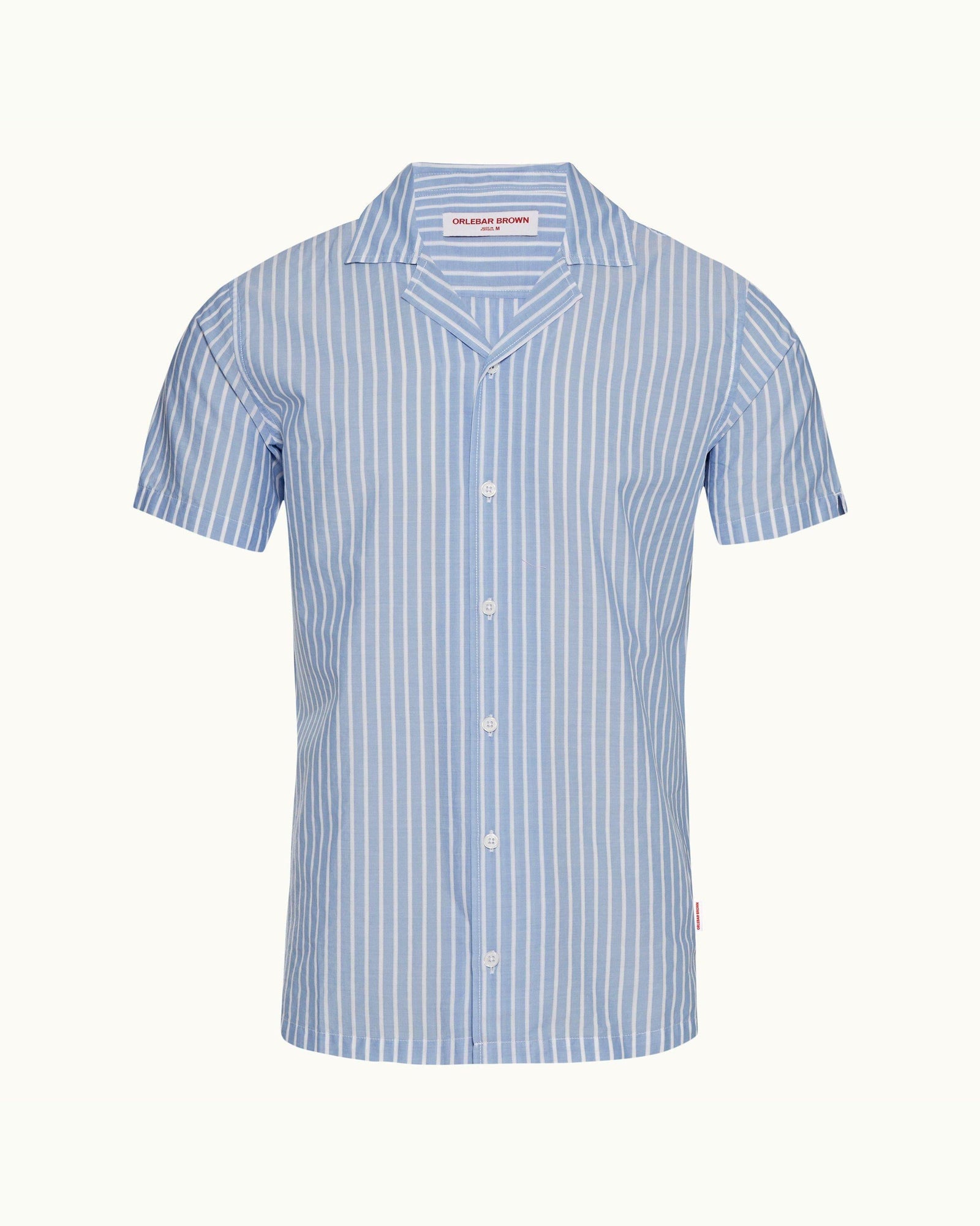Ice Blue/White Classic Stripe Capri Collar Shirt | Ice Blue/White