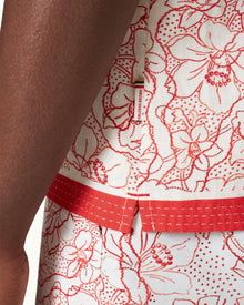Hibbert Floral Nouveau Print Classic Fit Capri Collar Shirt in Summer Red/White Sand | Summer Red/White Sand