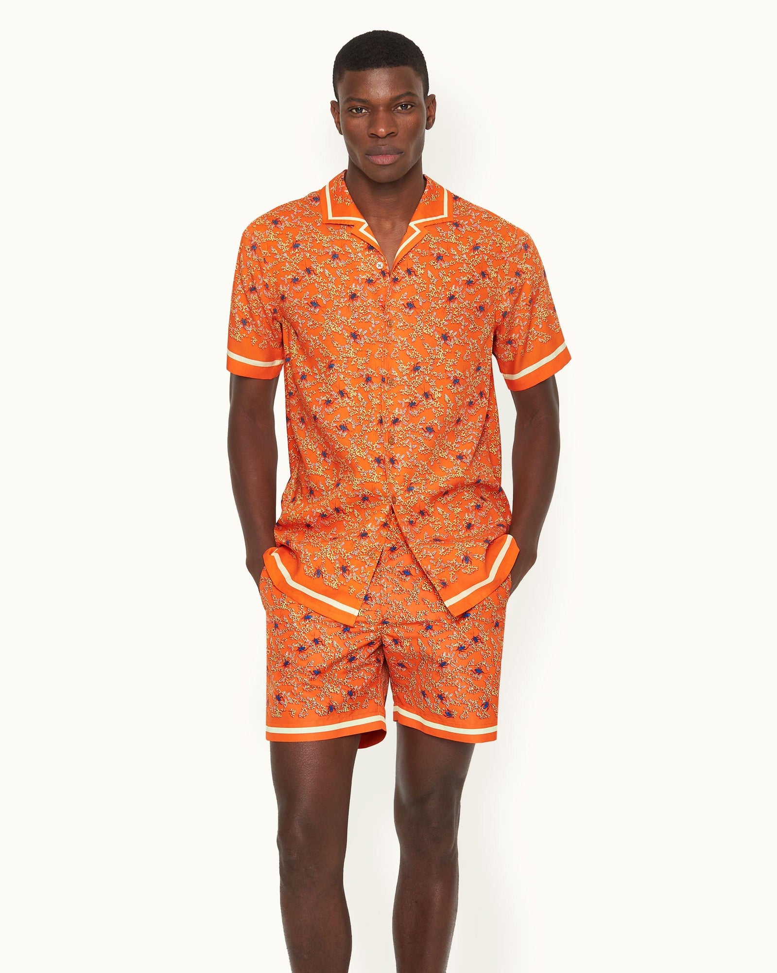 Hibbert Wonder Full Print Classic Fit Capri Collar Shirt in Havana Sun colour | Havana Sun