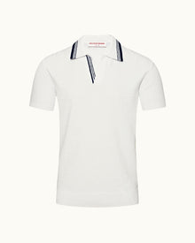 Horton White Tailored Fit Boucle Stitch Polo Shirt | White